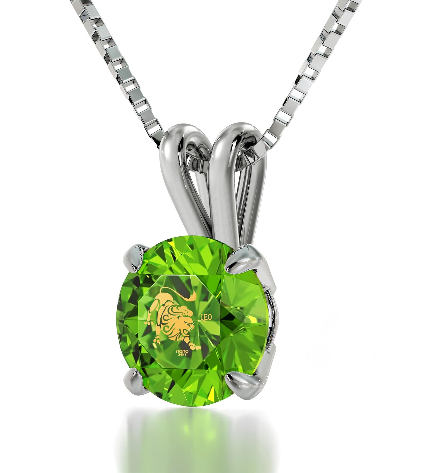 925 Sterling Silver Leo Necklace Zodiac Pendant 24k Gold Inscribed on Crystal