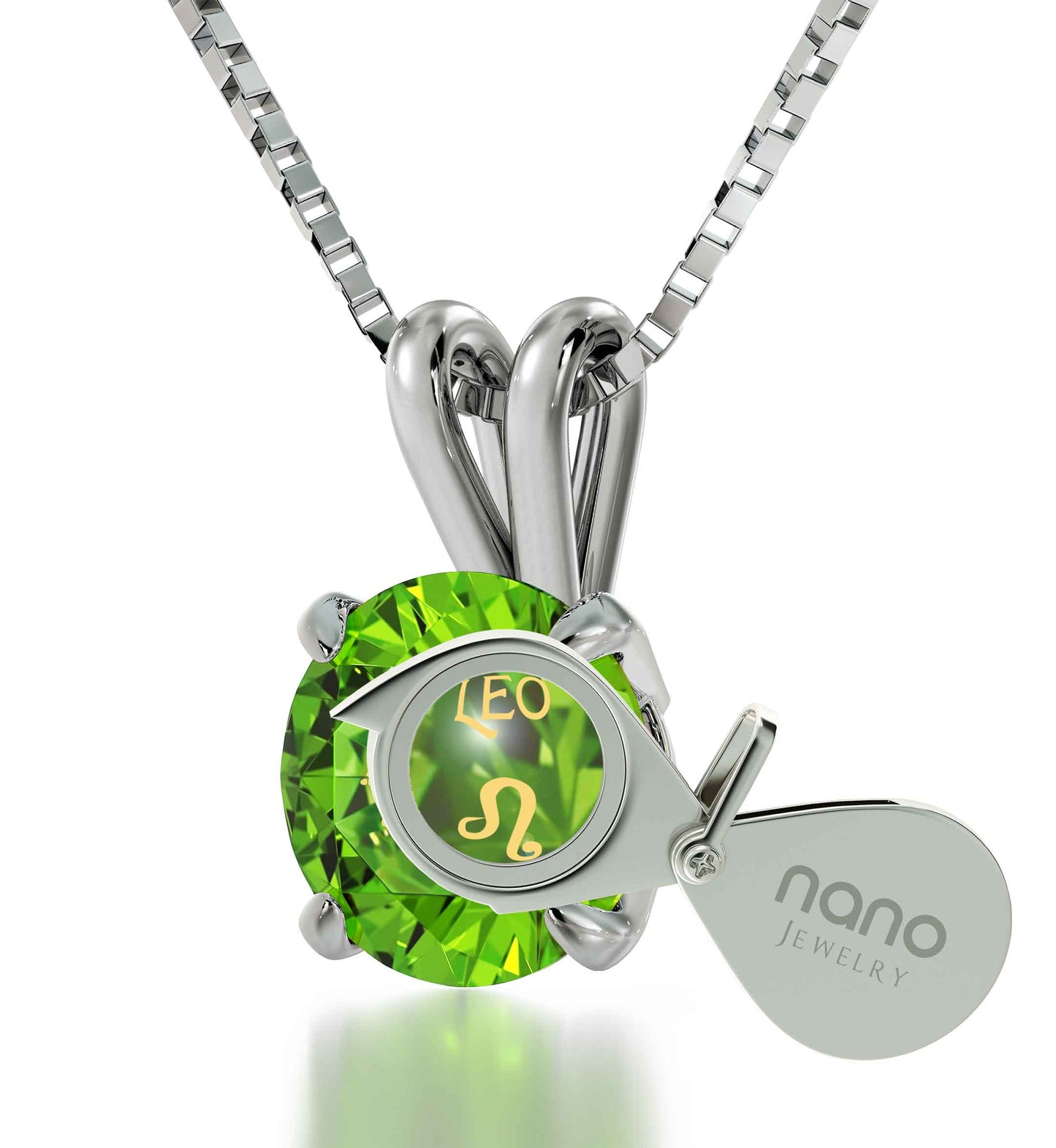 925 Sterling Silver Leo Necklace Zodiac Pendant 24k Gold Inscribed on Crystal