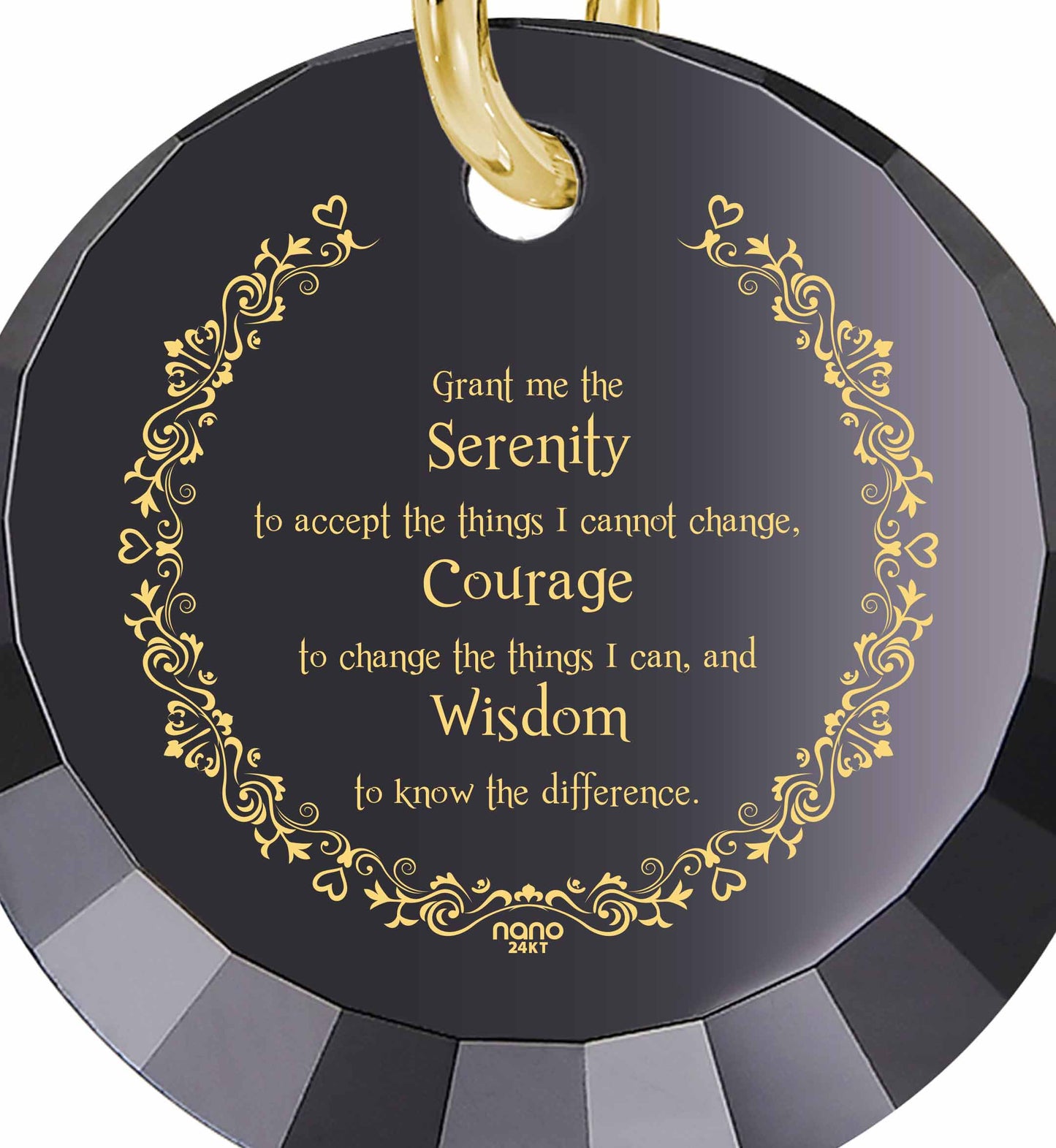 Serenity Prayer Necklace Inspirational Cubic Zirconia Pendant
