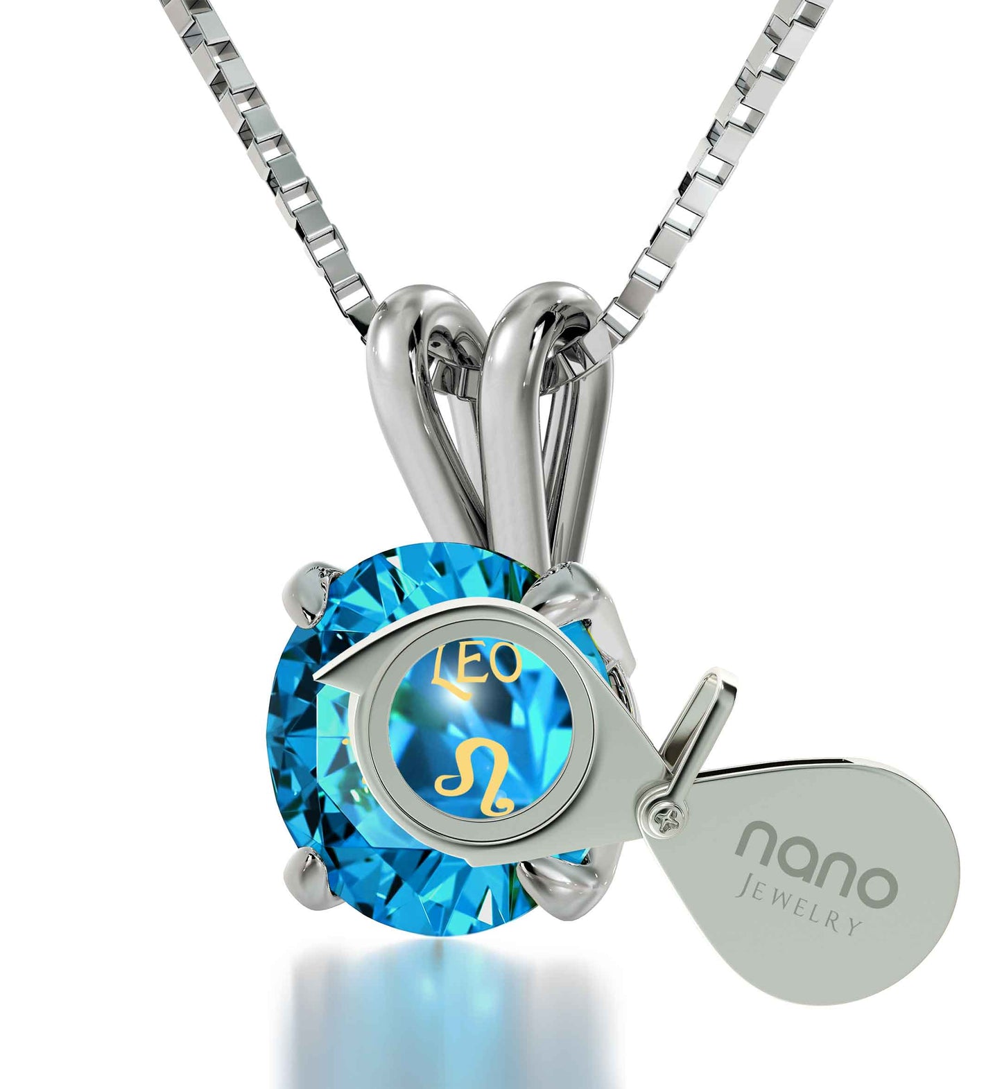 925 Sterling Silver Leo Necklace Zodiac Pendant 24k Gold Inscribed on Crystal